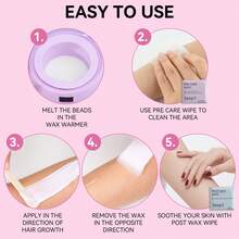 37PCS Digital Wax Warmer Kit With 6 Wax Beans, 10 Tools, Pre & After Wax Wipes – At-Home Hair Removal For Face, Arms, Legs, Bikini & Underarms - EU E Type Plug(220-240V) - View 5