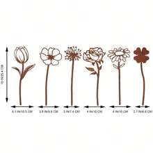 1 Set mit 10 Metallstäben, dekoriert mit Metallblumen, für Innen- und Gartendekoration, künstliche Blumenvasen-Dekorationen, Heimdekoration, Stäbe für Höfe, Außenrasen, Höfe, Gehwege und Gärten.