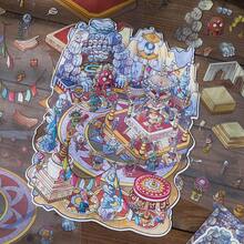 3 arkusze naklejek z miniaturowymi krajobrazami + 1 arkusz tektury z motywem sceny, odpowiednie do scrapbookingu, planera, rękodzieła, dużych rozmiarów - Wielokolorowe - Zobacz 3