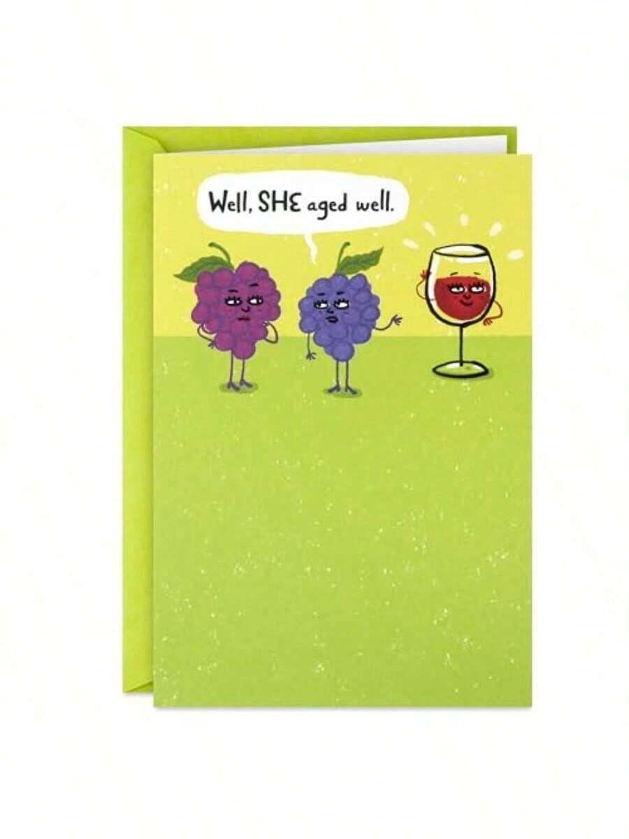 Shoebox Funny Birthday Card For Her Wine And Grapes