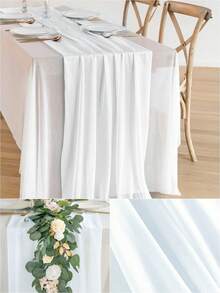 1/5 tấm vải voan trắng mỏng dùng làm khăn trải bàn, vải rèm tự may, vải voan mỏng đa năng dùng trang trí phòng tiệc cưới, sinh nhật, lễ cưới lãng mạn, khăn trải bàn, trang trí tiệc cưới ngoài trời. - trắng - Xem 3