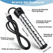 Calentador de agua reforzado, inmersión, 2000W amarillo, calentador de agua de inmersión, potencia 2000W, construcción reforzada, color amarillo