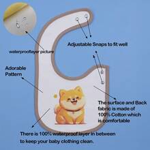 8pcs/Set Cartoon Seasonal Print Adjustable Snap Waterproof Baby Bibs For Boys And Girls