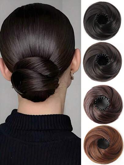 Elegant Women's Hair Bun, Hair Extension -10cm (4 Inches) Extendable Synthetic Hair, With Clips, Heat-Resistant Fibers, Suitable For All Hair Types, And Adjustable Design, Suitable For All Women's Daily Wear And Party Hair Accessories
