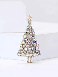 1 chiếc trâm cài áo hình cây thông Noel pha lê thời trang, thích hợp để đeo vào dịp Giáng sinh - Trắng 4744 - Xem 2
