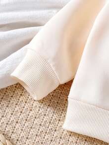 2pcs Baby Girls Casual Cute Long Sleeve Sweatshirt + Striped Bell-Bottom Pants Set, Lightweight Spring/Autumn