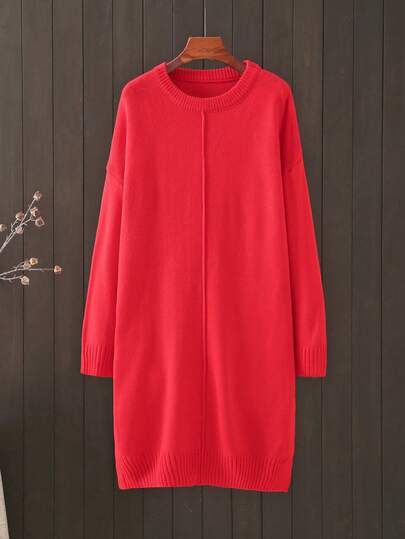 秋冬大码圆领针织毛衣裙