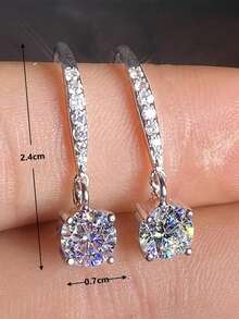 1 Pair Cubic Zirconia Teardrop Earrings For Teens, Suitable For Daily Decoration, Party Jewelry Or Birthday Gift - Silver - View 6