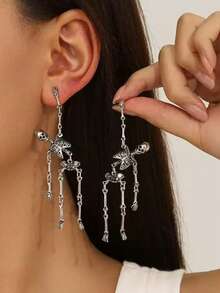 1 Pair Halloween Earrings, Punk Skull Stud Earrings, Exaggerated Fashion Earrings - Multicolor - View 17