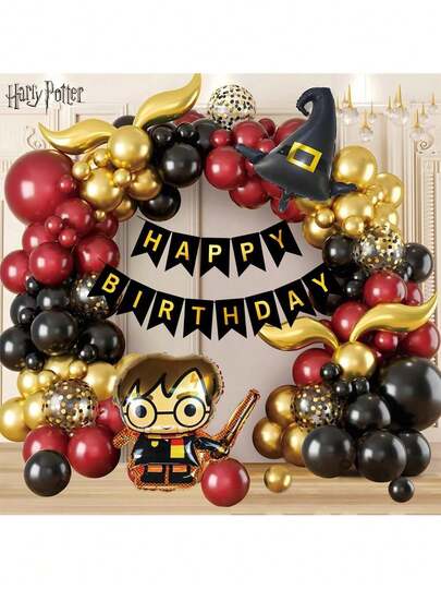 WB 99pcs Officially Licensed Harry Potter Balloon Set Cute Cartoon Golden Snitch Decoration Magic Theme Party Banners Photo Backdrop Birthday Supplies Gifts