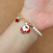 1 Pc Personalized Christmas-Themed Bracelet With Stylish Santa, Reindeer, And Snowflake Patterns And Bells. A Christmas Wrist Accessory Perfect As A Small Gift Or Souvenir For Christmas Parties, Birthday Parties, Holiday Gatherings, Or Family Get-Togethers, Ideal For Giving To Friends And Family