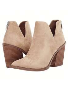 Womens Pointed Toe Ankle Boots Sock Booties Faux Suede Kitten Heel Stiletto Winter Shoes - khỏa thân - Xem 5