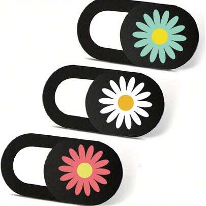 3 piezas Cubierta deslizante para cámara de portátil, cubierta ultra delgada para webcam con diseño de margarita linda para proteger la privacidad de la computadora, escritorio, tableta, Chromebook, PC - Patrón de margarita linda