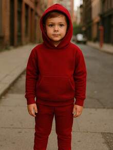 ¡LOOK CÓMODO Y CON ESTILO!    Conjunto de pants + sudadera con capucha - Rojo violeta - Ver 3