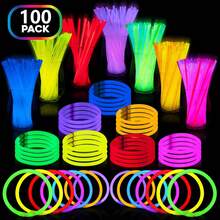 100/200Pcs Glow Stick,Multicolor Party Supplies,Glow In The Dark Party Favors For Adults,Suitable For Parties,Weddings,Birthdays,Halloween Decor,Glow Sticks For Wedding,Birthday Decorations,Christmas,Luminous Party Holiday Decorations,Light Up The Party Atmosphere ﻿ - 100 chiếc bảy màu - Xem 1
