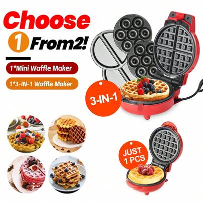 SUPERLEX 3-In-1 Waffle Maker, Sandwich Toaster 600W, Waffle Maker, Electric Omelet Maker, Donut Maker, Nut Tray, Cake Tray, Removable Deep-Grooved Baking Tray, Non-Stick Coating For Easy Cleaning, Automatic Temperature Control, A Must-Have For Breakfast