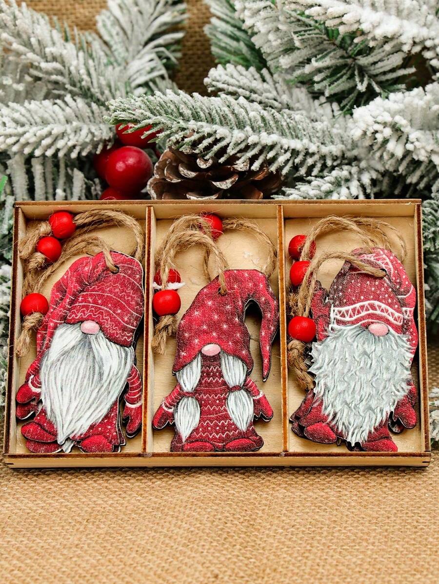 9 piezas Colgante de Gnomo Navideño, Decoración de Enano de Madera, Adornos Navideños, Decoraciones Navideñas para el Hogar, Decoraciones para Árbol de Navidad, Suministros para Fiesta de Navidad Feliz, Regalo de Navidad, Decoración Navideña, Adorno Colgante