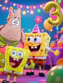 Spongebob's Golden Number Balloons Turn Your Birthday Into A Bikini Bottom Celebration In An Instant! Golden Number, The Super Cute Look At The Center Of The Party, Instantly Igniting The Atmosphere. 0-9 Full Number Selection, Customize Your Exclusive Birthday Or Anniversary. - Multicolor - View 12