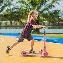 HOMCOM Kids Scooter With Lights, Music, Adjustable Height, Foldable Frame, LED Wheels, For Ages 3-7 Years - Pink - Pink - View 1
