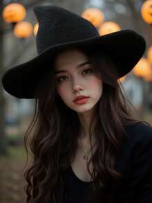 1pc European & American Style Knitted Witch Hat, Halloween Pointed Wizard Hat, Foldable, Popular Cross-Border Item, Autumn/Winter Fisherman Yarn Witch Knitted Pointed Foldable Magic Hat Autumn Outfits