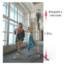Tripie Para Cámara Y Celular 185cm Con Control Bluetooth,Trípode Palo Selfies Stick Extensible De Aleación De Aluminio 4 Patas Con Tornillo De 1/4 Y 2 Luz Led Para Fotografías Y Video - Negro1 - Ver 6
