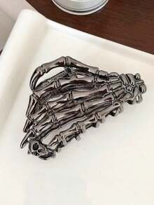 Horror Skeleton Claw Hair Clip Gothic Style Hair Accessory For Couples, Perfect For Easter Gift Street Devil Accessories Hair Clips Hair Jaw Clip Hair Clamps Hair Clutch Hair Catcher Clip, Halloween Accessories, School Stuff, College  Skull    Zinc Alloy    Metal - 黑色 - 查看 4