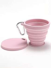 1个硅胶折叠旅行杯，带盖硅胶折叠露营杯，旅行硅胶折叠杯，伸缩杯，可重复使用可伸缩便携式饮水杯，便携式饮水杯，户外杯，运动杯，硅胶折叠杯，硅胶杯，带盖和钥匙扣的折叠杯，可轻松放入您的口袋、钱包、背包，不锈钢旅行折叠饮水器具 - 彩色 - 查看 12