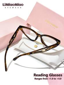 LiMiaoMiao 1pc Cat Eye Vintage Reading Glasses, Multi-Color, Clear Lens, Computer/Reading Glasses, Magnification +1.0 To +3.5, With Case & Cloth, Suitable As Holiday Gift - 透明 - 查看 9