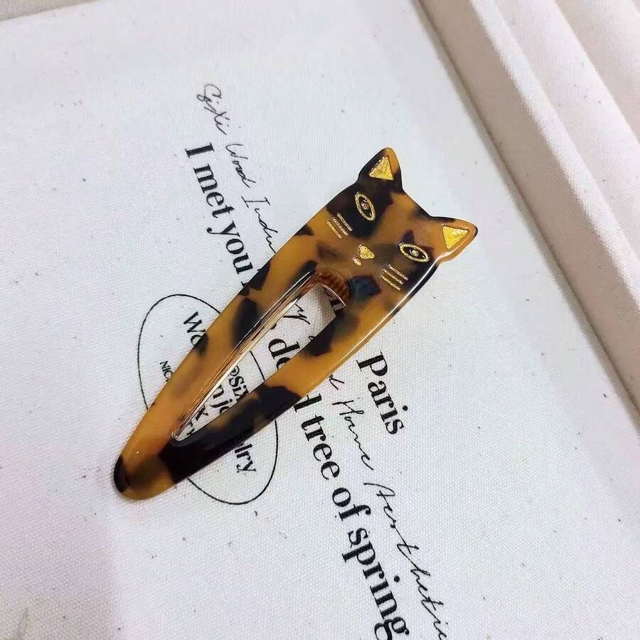 1pc/2pcs Seamless Acetate Fiber Hair Clips, Black & White, Acrylic Crocodile Skin Hair Clips, Cute Bangs Hair Accessories, Claw Clips, Hair Claws, Clips For Hair, Hair Slide, Hair Barrettes