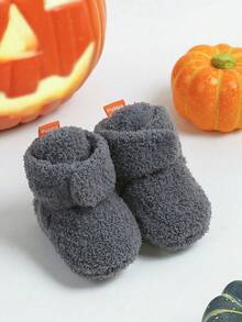 Halloween Pumpkins Newborn Infant Infant Girls Boys Warm Fleece Winter Booties First Walkers Slippers Shoes - Grey - View 12