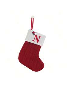 1 szt. Świąteczne dzianinowe skarpety z monogramem, wiszące skarpety z małymi literami świątecznymi, dwustronne skarpety wiszące do kominka, dekoracje na imprezę świąteczną, prezenty na imprezę, upominki na imprezę, spersonalizowana skarpeta z inicjałami, ozdoby choinkowe, ozdoby świąteczne do domu, ozdoby świąteczne do domu, pakiet prezentów świątecznych, dekoracje noworoczne 2026, wystrój domu, wystrój pokoju, zima