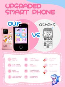 Kids Smart Phone Toys, 2.8" Touchscreen Toddler Learning Toy Phone With Dual Camera, Game, Music Player, Christmas Birthday Gifts Unicorn Play Phone For Girls Boys 6-10, Travel Toy Preschool Learning Toy For Kids,Best Christmas Gifts For Kids