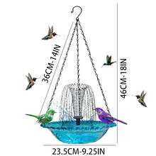 Hummingbird Bath Fountain,Outdoor Garden Hanging Hummingbird Feeders Bir,Hummingbird Fountain Bird Bath Solar /For Bird Bath Drinking (Blue)