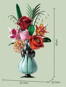 500+ Pcs/Box Assorted Floral Building Blocks, Including Rose, Magnolia Flower Bouquets, Exquisite Floral Brick Combinations, Lifelike Floral Decor, DIY Indoor Decorative Pieces, Never Withering, Suitable For Creating Warm And Romantic Bouquets, Home And Office Decoration