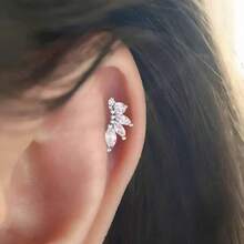 1pc/3pcs Lotus Shaped Ear Cartilage Stud, Fashion Zirconia Ear Cuff Spiral, Women Soft Cartilage Earrings