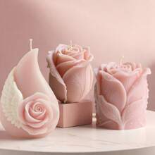 1 Stück wasserförmige Rose Flügel/duftende Rose Sojawachs Form aus Silikon, geeignet für DIY romantische Kerzen, handgemachte Seifen, Hochzeitsdekoration Kerzen, Handwerksausstellungsformen, einfach zu entformen