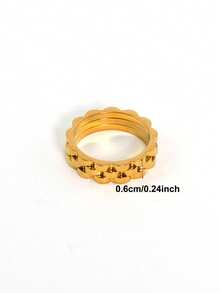 2 件/套 18K 镀金不锈钢手链和戒指首饰套装，适合女性日常佩戴，经典欧美流行表链造型设计，防水，优雅奢华的休闲表带首饰套装，婚礼首饰套装，送给女孩、女士、妈妈、亲戚、朋友的礼物，美丽的婚礼、生日、母亲节、女友情人节 - 金色 - 查看 3