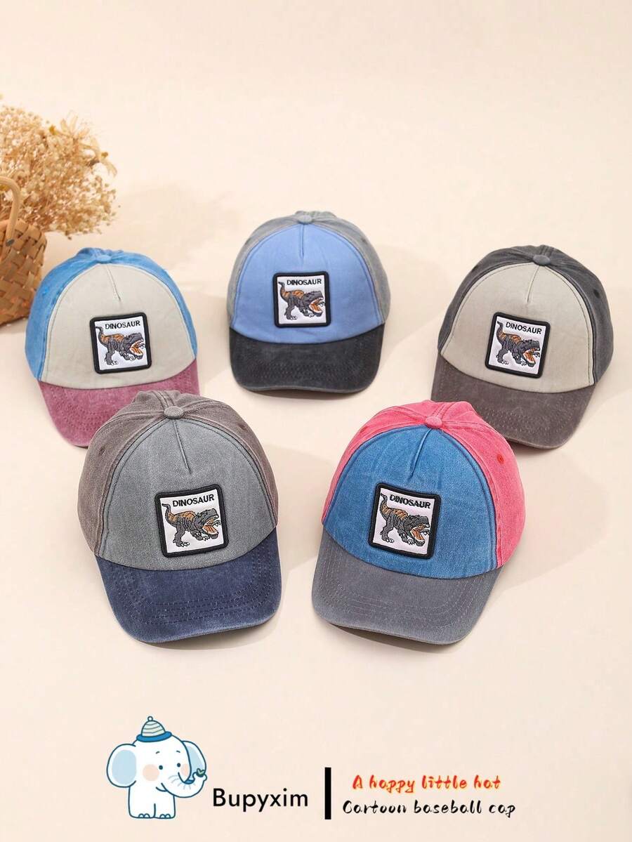 1 gorra de béisbol bordada con dinosaurio para niños de 2 a 8 años, adecuada para actividades al aire libre, ciclismo, deportes, etc.