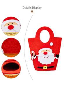 1PC Christmas Candy Bag With Festival Cartoon Design - Santa Claus Handbag, Festival Candy And Apple Bag Supplies, Portable Women's Festival Shopping Bag, Party Gifts For Festival Party Decoration, Perfect Christmas Gift Bag Christmas Decorations Winter Room Decor