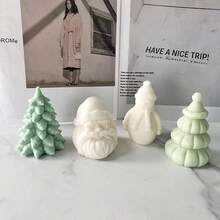 1/3pcs Christmas Snowman Candle Mold DIY Christmas Tree Soap Resin Plaster Christmas Party Decorative Ornaments And Creative Handmade Gifts