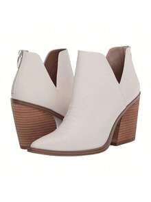 Womens Pointed Toe Ankle Boots Sock Booties Faux Suede Kitten Heel Stiletto Winter Shoes - 白色 - 查看 2