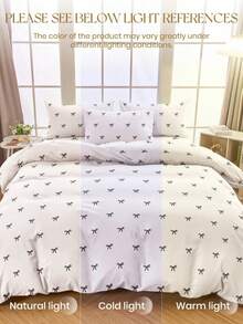 Brushed Microfiber White Boho Pattern Printed Bedding Duvet Cover Set, Includes Duvet Cover + Pillowcase, Dorm Bedding Back To School Bedding