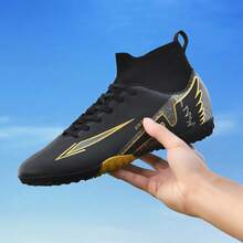 足球鞋男款超轻Society Match运动鞋男童场地TF/FG防滑足球鞋运动原装足球鞋 - 黑色 - 查看 7