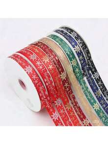Merry Christmas! 2cm Polyester Ribbon With Gold Foil Stamping, Christmas Gift Wrapping Ribbon, Christmas Gift Decoration Ribbon