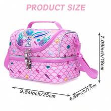 可爱卡通女孩午餐袋双层保温午餐袋大容量分层双拉链设计学校午餐袋适用于旅行出游野餐和户外活动 - 雙層午餐包 - 查看 3