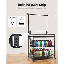 3D Printer Filament Storage Rack, 3-Tier 3D Printer Stand With Filament Storage, Spools Holder Racks Cart With Wheels, Filaments Organzied For 3D Printing Station, Office, Workshop (Shelf Only) - US B Type Plug(110-127V) - View 6