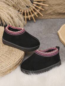 Children's Simple Color Block Thermal Lined Warm Snow Boots, Comfortable And Warm - Black - View 4