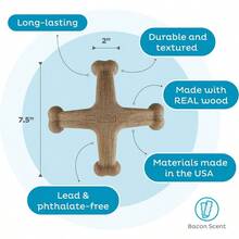 Dogwood Wood Durable Dog Chew Toys, Real Wood Calming Hemp, 2 - Pack, Medium - Dogwood Jack + Lớn (Gói 1) - Xem 6