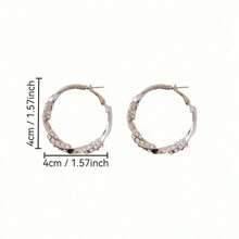 Sterling Silver Twisted Ruffled Hoop Earrings - Women's Sparkling Rhinestone  Statement Jewelry, Perfect For Party & Daily Wear - Vàng - Xem 9