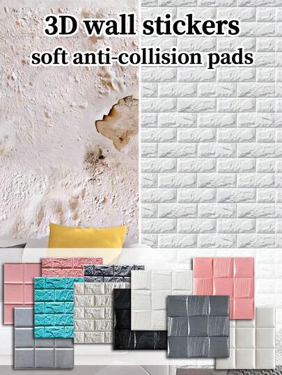 6片/套，30*30厘米，3D自粘墙贴，防撞装饰垫，高端皮革纹理墙贴，全覆盖背衬，强力粘性。皮革质感装饰软垫墙纸，适用于墙面装饰，是床架、床头板和房间墙面的理想之选。